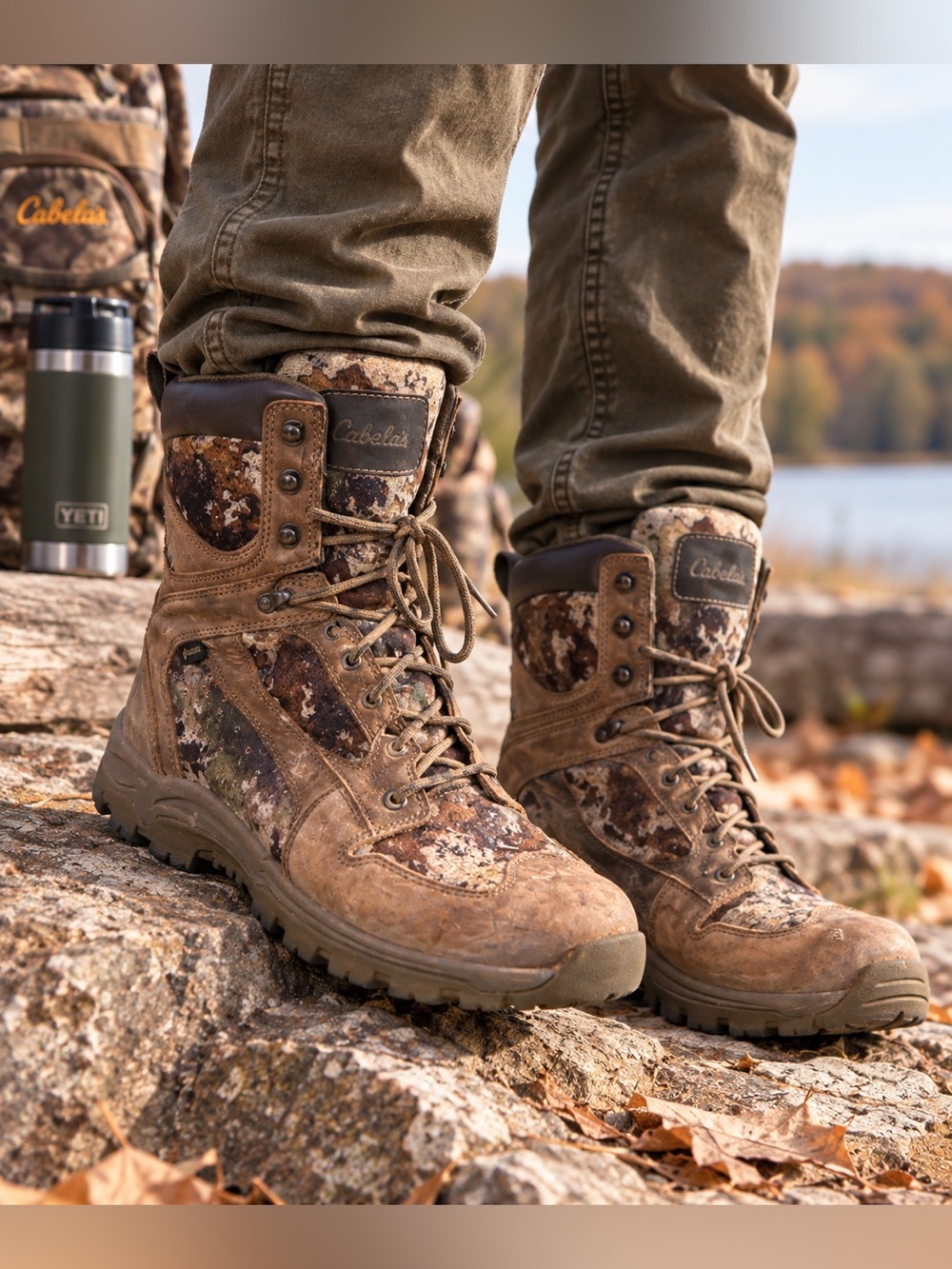 Cabela’s Gore-Tex Leather Camo Hunting Boots Men’s 11D Waterproof